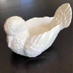 Vintage White Porcelain Dove Trinket Candleholder Jewelry Figurine